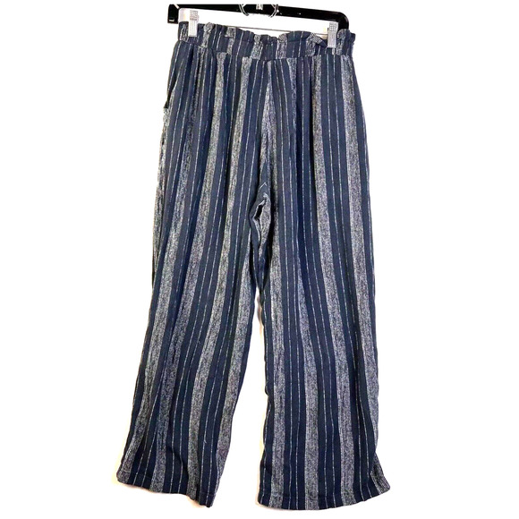 Remixmess Wide Leg Paperbag Pants Women's Small Blue / Gray Relaxed Fit Pull On - Picture 6 of 10